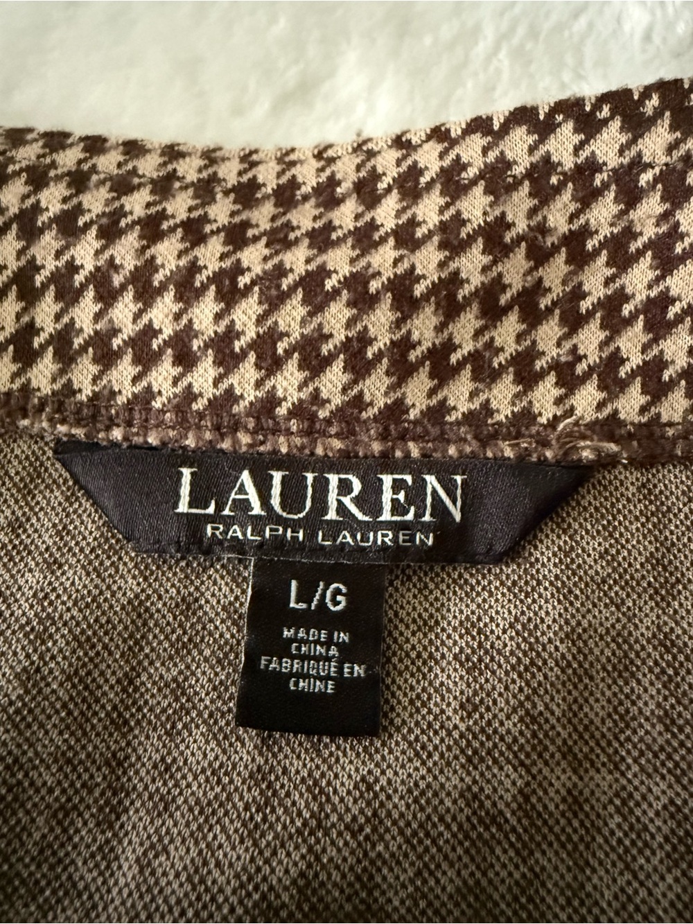 Lauren By Ralph Lauren Black Label Brown Houndstooth Skirt L Large - Picture 6 of 9